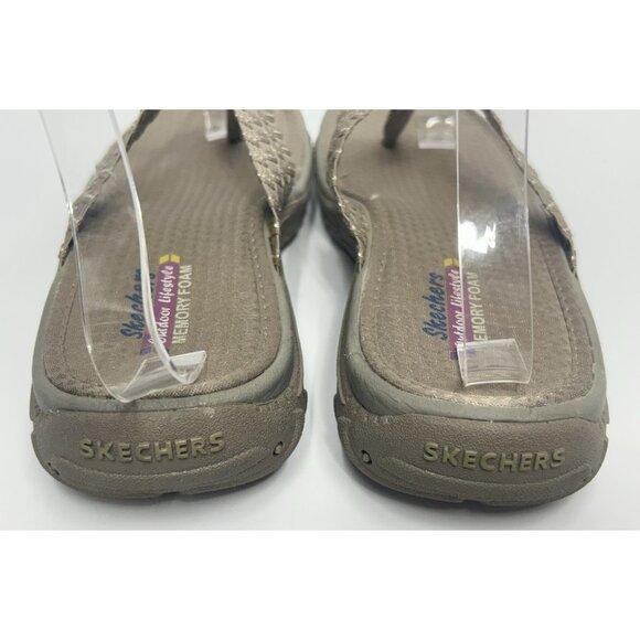 Skechers Reggae Womens 8 Sandals Flip Flops  Stir It Up Outdoor Lifestyle Taupe - Picture 5 of 9